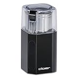 Cloer 7580 Elektrische Kaffee- und Gewürzmühle, 200 W, für Pesto, Nüsse und Getreide, bis zu 70 g Kaffeebohnen, abnehmbarer Edelstahlbehälter, schwarz
