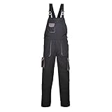 Portwest Portwest Texo Kontrast Latzhose, Größe: M, Farbe: Schwarz, TX12BKRM