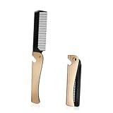 Cabilock Klappbarer Herren kamm aus Edelstahl Goldfarbener Taschenkamm mit Glatten Zähnen Hautfreundlich und Angenehm für Reisen und Haarkosmetik