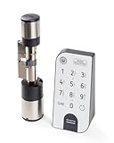 BURG-WÄCHTER Elektronisches Türschloss, Zylinder und Keypad, Öffnung mit App, Fingerprint, Pincode oder Funkschlüssel, ENTRYeasy 7602 FP, Schwarz/Edelstahl, Biometrisch
