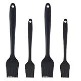 LIFKOME 4 Stück Silikon Backpinsel Hitzebeständig Wiederverwendbar Küchenölpinsel für Grillen Backen und Marinieren Bpa Frei mit Großem und Kleinem Pinsel Schwarz für Präzises Bestreichen
