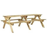 Juroupi Picknicktisch mit Bänken 220x122x72 cm Kiefernholz Imprägniert Bierbank Picnic Benches Outdoor