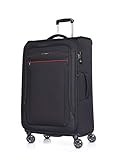 ABISTAB Verage Toledo Weichgepäck 4 Doppelrolle großer Koffer Trolley L-83cm 96-115 L erweiterbar, TSA-Schloss, Weichschale-Reisekoffer Schwarz