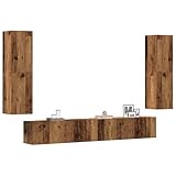 HFXHIJXQ TV Wandschrank 4er Set Altholz Holzwerkstoff 100x30x30 cm Modernes Design mit robustem Material und großem Stauraum für Wohnzimmer Schlafzimmer und Flur