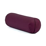 Bodhi | Yoga Bolster ECO | 100% Bio-Baumwolle | Yogarolle mit Bio Dinkelfüllung | Waschbarer Bezug | Yogakissen rund für Restoratives Yoga Übungen | Groß ca. 65 x 20 cm | lila