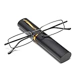 Hubeye Tragbare Metall Lesebrille Flexibel Leicht Sehhilfe Federscharnier Klassische Unisex Lesehilfe Brille mit Etui 2.00