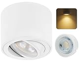 Sweet Led Aufbaustrahler flach weiß matt Aufbauspot aus Aluminium Deckenspots inkl. wechselbarem 5W LED Modul Aufbauleuchte schwenkbar Deckenleuchte rund 230V Aufputz Strahler warmweiß