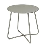 eSituro Beistelltisch rund, Balkontisch Gartentisch, Kaffeetisch Couchtisch Sofatisch Wohnzimmertisch, Kleiner Tisch für Wohnzimmer Balkon Terrasse Garten, aus Metall, φ48xH45 cm, Grau