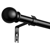 PeSenp Gardinenstange Schwarz 87-243 cm, Ausziehbare Vorhangstange Mit Rundkappen, Metall-Gardinenstange Für Scheibengardinen, Schlafzimmer, Wohnzimmer, Curtain Rod, Schwarz Matt