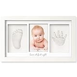 Baby Handabdruck und Fußabdruck Set - Gipsabdruck Baby Hand und Fuß für Neugeborene - Handabdruck Baby Bilderrahmen ​- Fußabdruck Baby Gipsabdruck Set - Baby Dusche Baby Abdruckset (Alpine White)