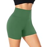 FuelMeFoot Damen Kurze Sporthose High Waist Yoga Sport Shorts Leggings für Sommer Leggins Radlerhose Fitness Hotpants Gym Bike.A08-Tee grün S/M