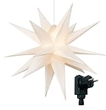 Bonetti 3D Leuchtstern inkl. warm-weißer LED Beleuchtung | für Innen und Außen geeignet | hängend | 7,5 m Zuleitung (weiß, ca. Ø 100 cm (Netzstecker))
