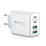 USB C Ladegerät, 40W 4 Ports Schnellladegerät, Mehrfach Stecker Mit Power Adapter Fast Charger Netzteil für iPhone 16 15 14 13 12 11 Pro Max, iPad, Samsung, Handys