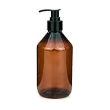 mikken 1 Seifenspender 250 ml Pumpspender aus braunem Kunststoff, lebensmittelecht inkl. Etikett