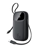Baseus QPow3 Powerbank 45W 20000mAh mit 2 integriertem USB-C Kabel, Power Bank PD3.0 QC4.0, 3 USB C und 1 USB A, LED Display Schnellladefunktion für iPhone 16/15/14 Pro Max, iPad, Galaxy, Schwarz