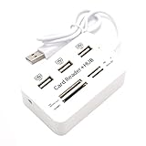 Agwuoetr 1 Stück 3 Port USB HUB 2.0 Splitter -Kartenleser 7 In 1 Tragbares Multifunktions-Unterstützung TF SD M2 SDHC-Karte Lesen Schreiben