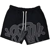 for Syna World Herren T-Shirt und Shorts Set 2-teiliges Sommer Outfit Tracksuit Sportanzug Streetwear Trainingsanzug Baumwolle Kurzarm Y2K Bequem Freizeitanzug Activewear Hip Hop Homewear Unisex