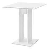 [en.casa] Küchentisch Quadratisch 65 x 65 x 78 cm Säulentisch Esszimmertisch aus Spanplatte Speisetisch Tisch Weiß matt