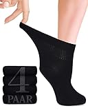 Fiera Besa Diabetiker Socken Damen mit Lycra, 4 Paar, Knöchelhoch Bambus Socken, Superweiche, Dünne und ohne Naht Bambussocken für den Alltag, 35-38 und 39-42 mit 18 Farben (39-42, Schwarz)