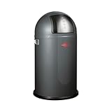 Wesco Pushboy junior Mülleimer in der Farbe graphit, pulverbeschichtetes Stahlblech, 22 Liter Volumen, große Edelstahlklappe, herausnehmbarer Innenbehälter