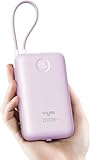 VIYISI Power Bank 20000mAh, 30W PD Schnellladegerät mit integrierten USB-C & Lighting Kabeln, Tragbares Akkupack mit LED Display für iPhone 16/15/14/13/12, iPad, AirPods, Galaxy, usw (Lila)