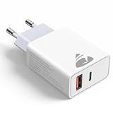 USB C Ladegerät, 20W 2-Port iPhone Schnellladegerät, USB Stecker mit USB-C und USB-A, PD 3.0 Power Adapter Handy Ladegeräte Phone Charger für iPhone Air 17 Pro Max 16 15 14 13 12, iPad, Samsung