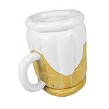 LOORGVEL Aufblasbarer Bier eiskübel aus Dickem PVC Langlebiger Pool Outdoor kühler für Bierflaschen Wiederverwendbarer Tragbarer Getränkebehälter für Partys und Grillfeste Gelb weiß
