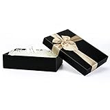 olyee Geschenkbox mit Deckel, Schwarz Geschenkbox mit Schleife, 24x17x6.5cm Geschenkkarton, Rechteck Geschenkbox für Geschenkverpackungen(schwarz)