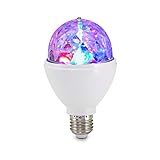BRILONER - LED Discokugel E27 mit buntem RGB Licht, rotierendes Licht, Leuchtmittel, Discolicht Partylicht, Party Deko Geburtstag, Partybeleuchtung, Lampe, Glühbirne, LED Birne, 12,9x7,3 cm, Klar
