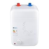 MINRS 8L Kleiner Druckfester Warmwasserspeicher Druckfest Kleinspeicher 1500W Untertischspeicher Untertischboiler Temperatur einstellbar Thermostop-Funktion für Küchenspüle, Bad [Energieklasse B]