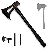 Xforst TM3 Tomahawk mit Hammerkopf – Doppelseitige Axt mit Schneidenschutz, Kompakte 3-teilige Camping- und Survival-Axt mit rutschfestem Griff – Ideal für Gartenarbeit und Outdoor-Abenteuer