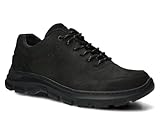 nagaba - Wanderschuhe Herren - Trekkingschuhe Herren - Herrenschuhe Outdoor Halbschuhe Männer Echtleder, mit Schnursenkel - Lederschuhe mit Dicker, Rutschfester Sohle - Modell 4081 - Schwarz – 43