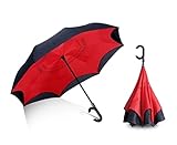 AMYSTY Regenschirme Sturmfest Schirm Umgekehrter Winddichter Regenschirm Umgekehrter Regenschirm Mit C-förmigem Griff for Männer Und Frauen, Doppelt Gefaltet Regenschirm (Color : Rood, Size : 110cm)