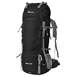 Mountaintop Trekkingrucksack 80L Wanderrucksack Herren Damen Reiserucksack Großer Rucksack mit Regenschutz für Outdoor Reisen Camping Trekking (Schwarz)