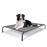 Nobleza Hundeliege Outdoor, Erhöhtes Hundebett Hunde, für Draußen Camping, Kühlendes Erhöhtes Hund Haustierbett, Haustierliege Waschbar und Robuster, Grau, L, 124x90x20CM