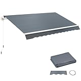 Outsunny Markisenbespannung Markisenstoff mit Volant Wasserabweisend Ersatzstoff für 4 x 3 m Markisen Markisentuch Markisestoff Sonnenschutz für Garten Balkon Hof Grau
