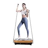 Vibrationsplatte mit Bluetooth, Loop Resistance Bands, 99-Geschwindigkeitssteuerung, Fitness Vibrationsboard Fitnessgeräte für Zuhause Fettverbrennung, 53 x 32 x 13cm, Gold