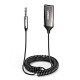 UGREEN Aux Bluetooth Adapter Auto Bluetooth 5.3 Empfänger Klinke für Freisprechanruf und Wireless Musik kompatibel mit Auto mit Aux und USB Anschluss, Lautsprecher, Verstärker (Grau-Standard)