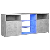 vidaXL TV Schrank mit LED-Leuchten Lowboard Sideboard Fernsehschrank Fernsehtisch TV Möbel Tisch Board HiFi-Schrank Betongrau 120x30x50cm