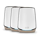 NETGEAR Orbi WiFi 6 Mesh WLAN System (RBK863S) | Triband Mesh, Router mit 2 Satelliten-Repeatern, Abdeckung von bis zu 540 m² und 100 Geräten, Armor Abonnement, AX6000 (bis zu 6 GBit/s)