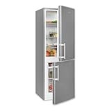 Exquisit Kühl-Gefrierkombination, 143 cm Höhe, Kühlschrank mit Gefrierfach, 4-Sterne-Gefrieren, 173 Liter, Alarm-Funktion, Kühl Gefrierkombination freistehend, KGC5233-60-HE-040D inoxlook