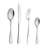 AMFUN Besteck Set, Besteck Set für 4 Personen, 16 teilig Essbesteck Set, Essbesteck Set mit Messer Gabel Löffel, Besteck Edelstahl Spiegelpoliert, Spülmaschinenfest