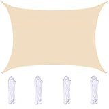 TBATM Sonnensegel Wasserdicht Sonnenschutz Windschutz Sonnendach 90% UV Schutz Rechteck Für Terrasse Hof Pergola Outdoor, 3X4 M,Cream