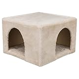 TRIXIE 63100 Kuschelhöhle mit 2 Ausgängen, Zwergkaninchen, 36 × 25 × 36 cm, beige