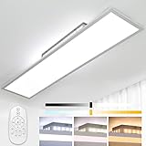 Dimmbar LED Deckenleuchte 120x30 cm, 52W Ultra Dünn Deckenlampe mit Backlight Fernbedienung, Hohe Helligkeit 2700K-6500K Warm Natur Kalt Weiß Licht Panel Lampe für Wohnzimmer Küche Werkstatt Büro