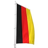 FBS Premium Deutschland Hissflagge mit Hohlsaum für Ausleger - Wetterfeste Flagge mit Hohlsaum - Strapazierfähige Deutschland Fahne aus Spun-Polyester 155g/m