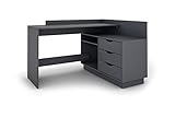 byLIVING Winkelschreibtisch Belfast/Eckschreibtisch Anthrazit/Arbeitsplatte rechts o. Links montierbar / 3 Schubkästen/Schreibtisch / 129 x 83,5 x 105 cm (BxHxT)
