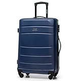 WITTCHEN Globe Line Mittelgroßer Koffer Trolley Reisekoffer Aufgabegepäck aus ABS Hartschale 4 Rollen Zahlenschloss | Größe M | Dunkelblau