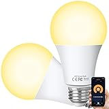 HUTAKUZE Alexa Smart LED Lampen E27, WLAN Glühbirne Dimmbar, 10W Warmweiß Licht, Timing Funktion, Kompatibel mit Amazon Alexa Echo Echo dot Google Home, Kein Hub Erforderlich, 2700K Birne(2 Stück)