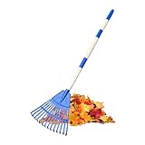 Nbbwwu Laubbesen für Rasenflächen, 14 Zinken, Grasrechen für Terrasse, mit ergonomischem Griff für Garten, Landschaft, Camping, Outdoor, Kies, Deck, Rasen